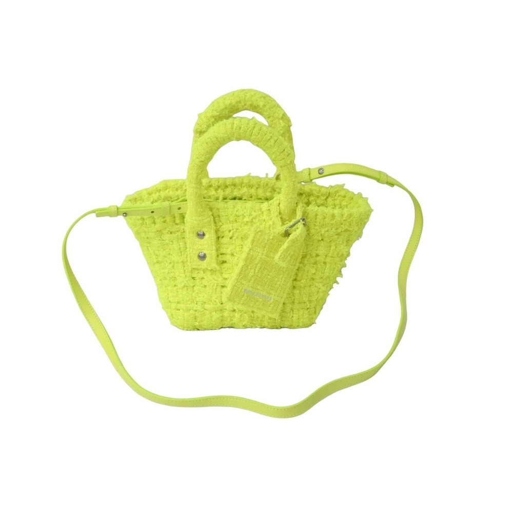 BALENCIAGA Bistro XXS basket bag neon yellow tweed